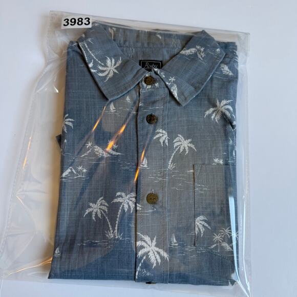 NEW Bixby Nomad Blue Tropical Linen Cotton Button-Down - Picture 10 of 10